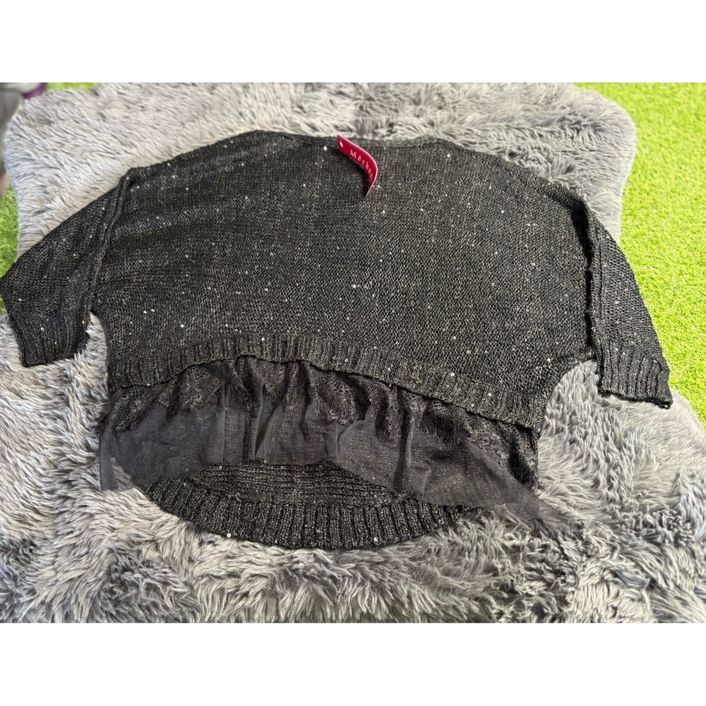 Mechant Sz M Sweater High‎ Low Boxy Oversized Wool Blend Sequins New